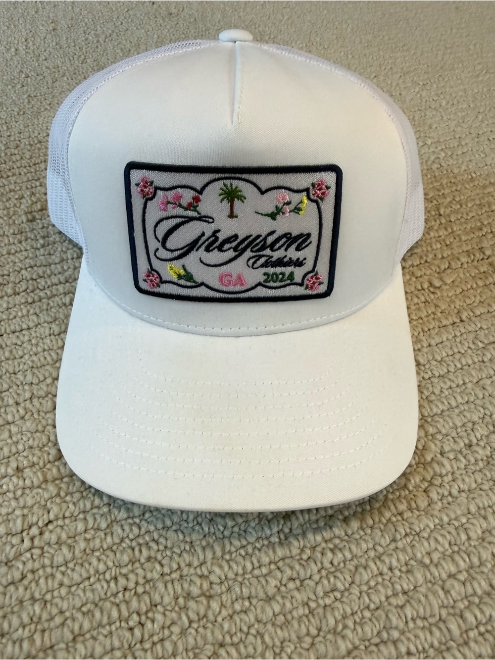 Greyson Mens Masters White Embroidered Trucker Hat